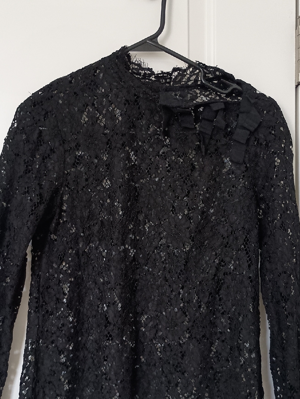 J. Crew Black Open-Knit Lace Sweater Top